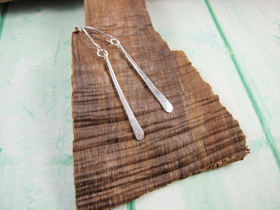 Earrings, Frosted Finish Sterling Silver Dropper