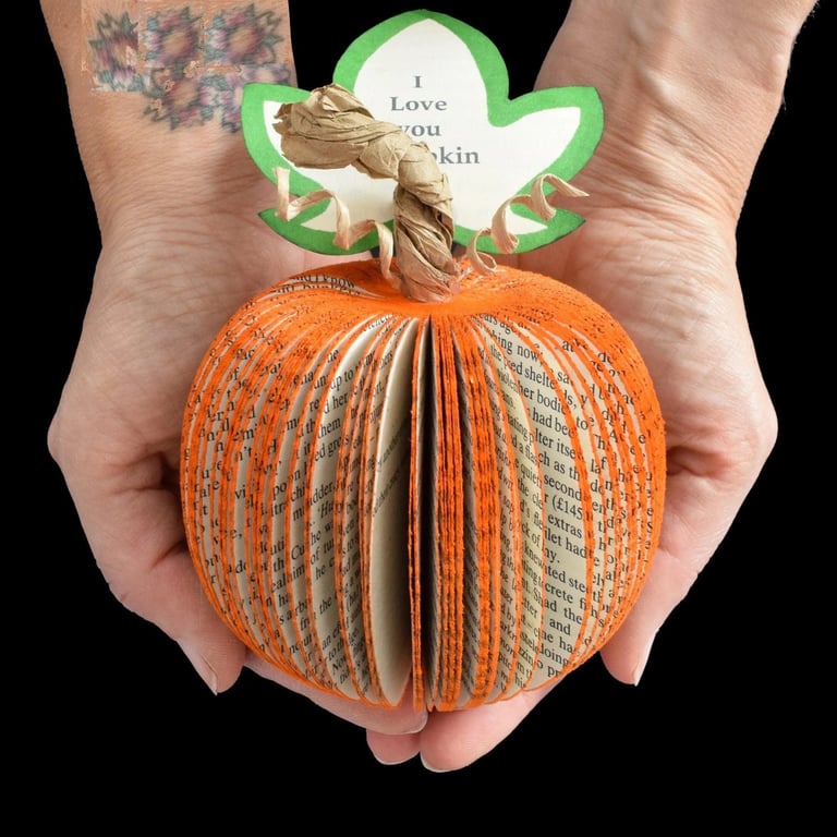 Personalised Pumpkin Gift – Handmade Book Pumpkin – Autumn Anniversary Gift