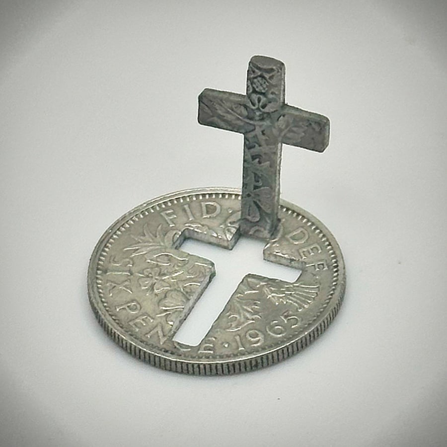 Cross in my pocket. Sixpence wedding day coin token