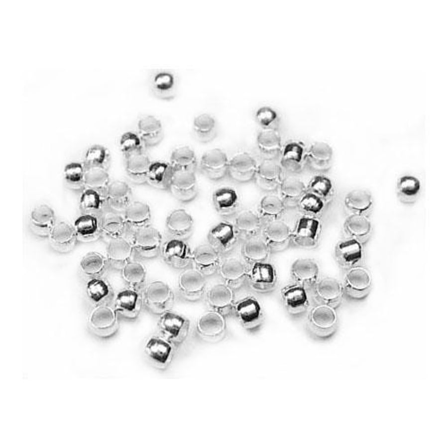Brass Crimp Beads - Bright Silver, 2mm - Pack of 850 - Durable Findings for Jewe