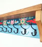 Handcrafted Folk-Style Solid Pine Coat Rack with Shelf & 7 Double Hooks - Image 3