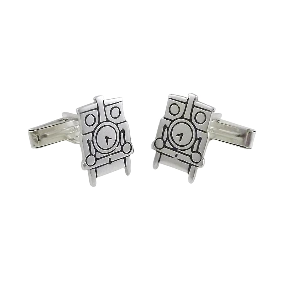 Steam Train Cufflinks, Silver Railway Jewellery, Handmade Train Gift for Him