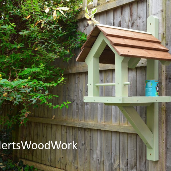 Handmade Wall Fence Mounted Bird Feeder Table