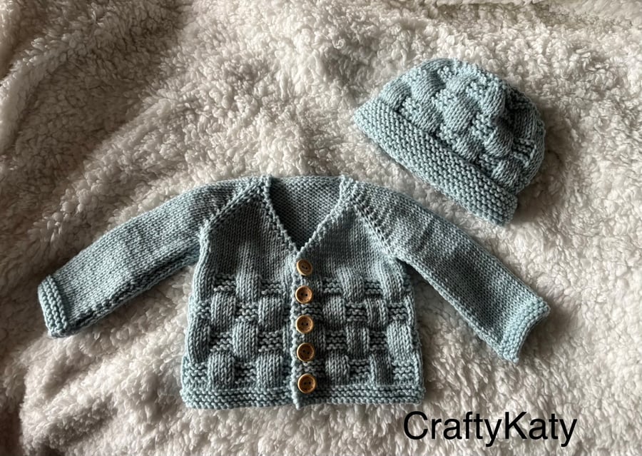 Newborn Baby Cardigan & Hat Set