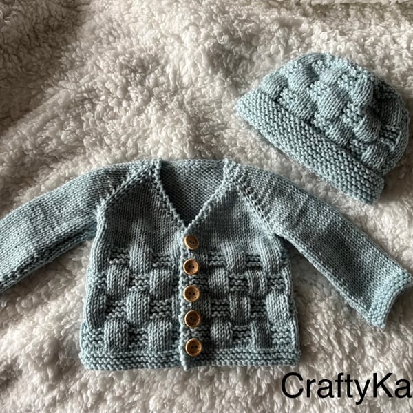 Newborn Baby Cardigan & Hat Set