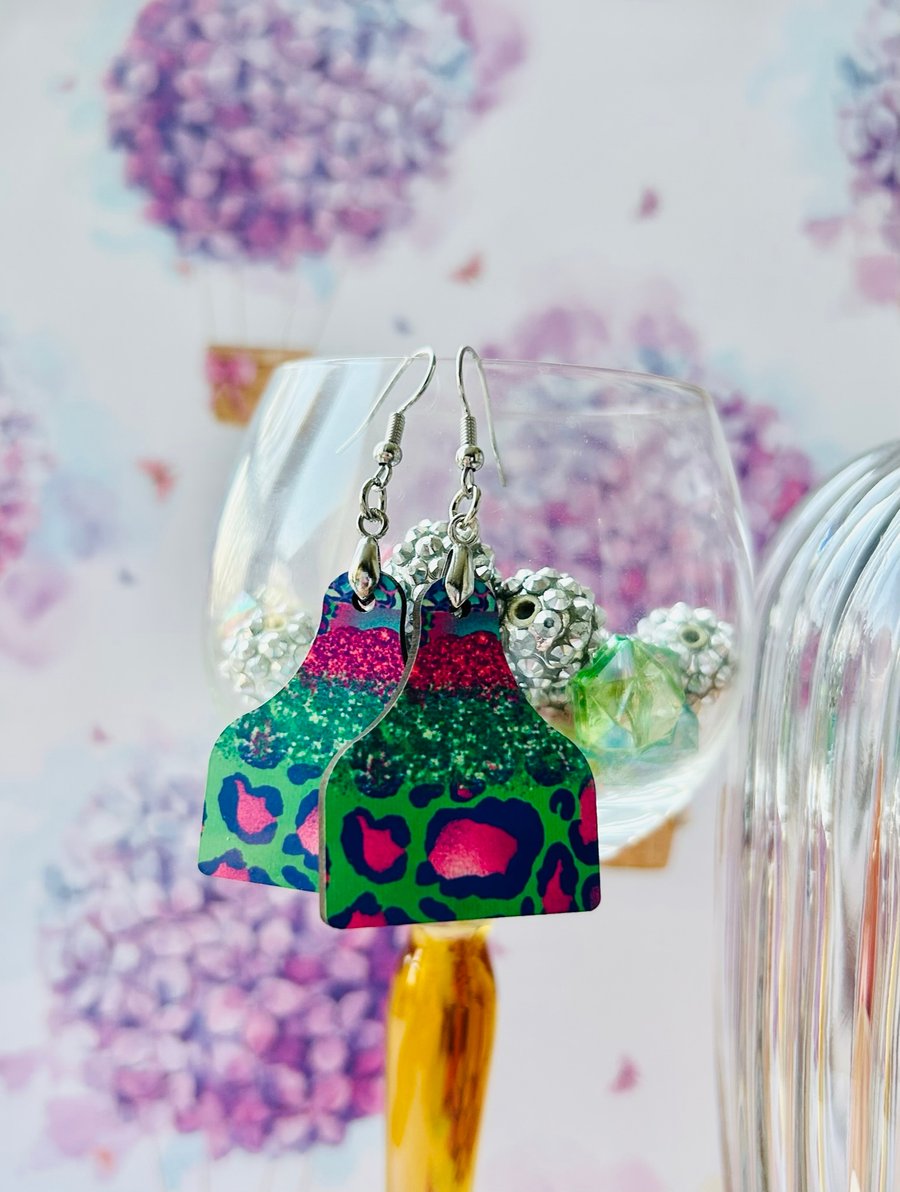 Green Cow Tag earrings