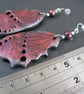 Midnight Monarch – Blood Red & Pewter Gothic Butterfly Wing Earrings - Image 5