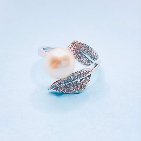 Freshwater Pearl Adjustable White Gold Plated Ring