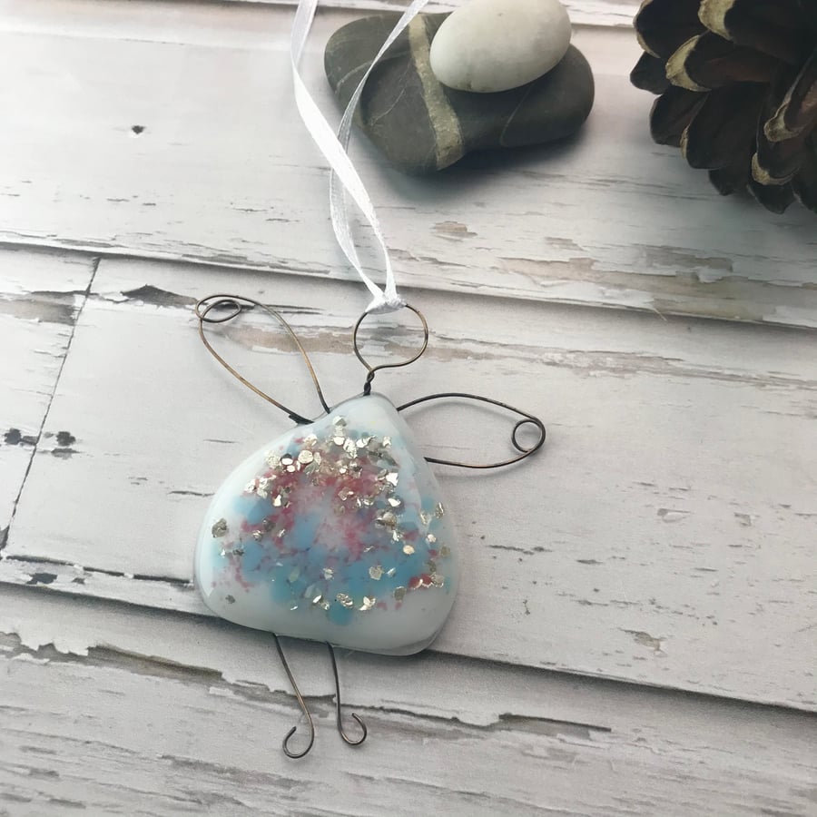 Glitter fused glass fairy, angel, gift for friend
