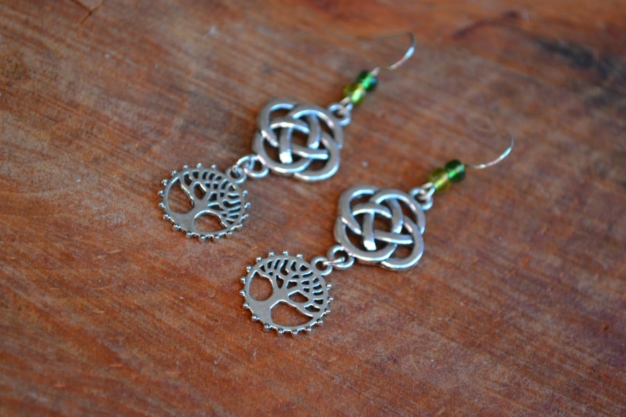 Celtic earrings eternal knot and tree of life