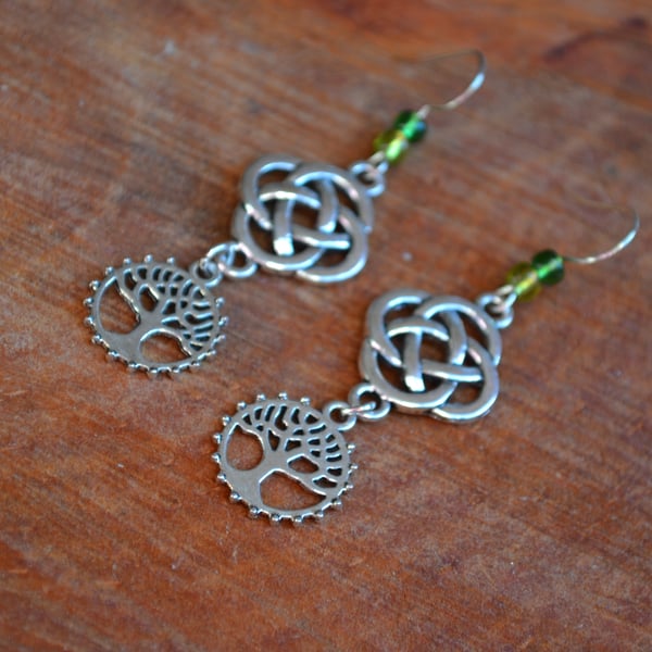 Celtic earrings eternal knot and tree of life