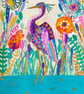 Tropical Heron and Flowers Original Art - Image 5