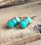 Aqua Turquoise Czech Glass Stacked Earrings. Colourful Handmade Wirework Earring - Image 5