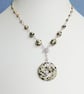 Dalmation Jasper Donut Necklace, Crystal Pendant Necklace - Image 1