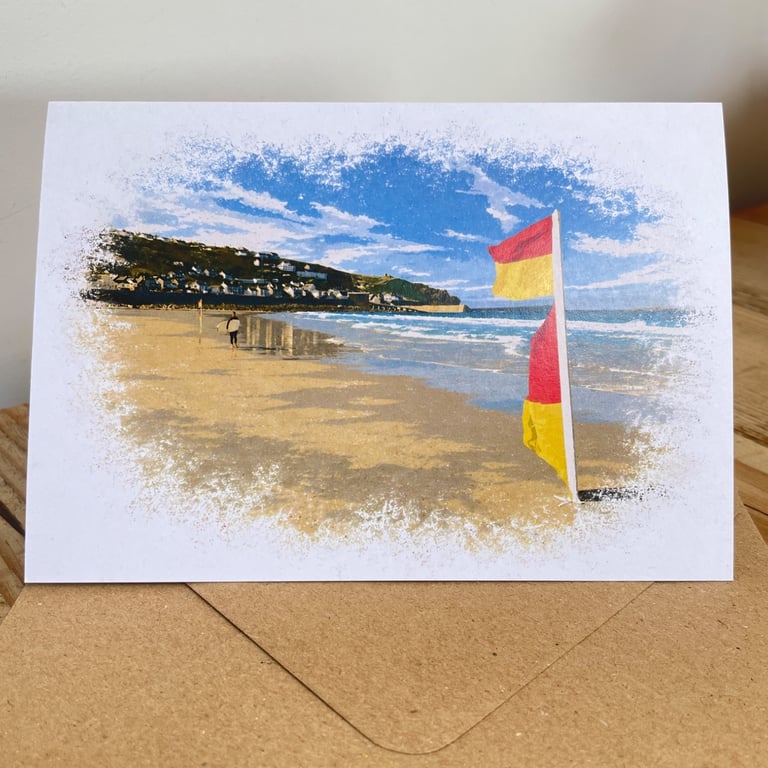 Blank Card A6 Landscape - Sennen Beach