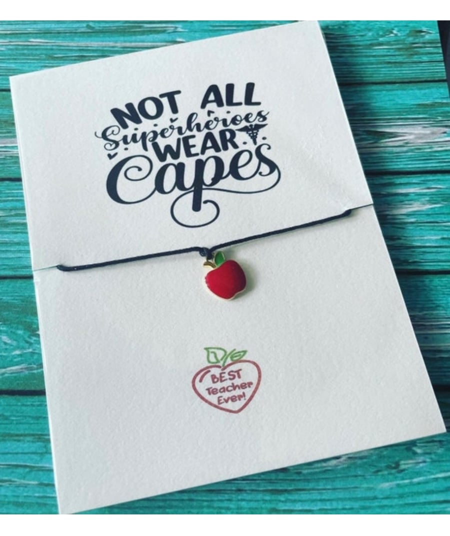 Thank you teacher gift for teacher wish bracelet end of term gift 