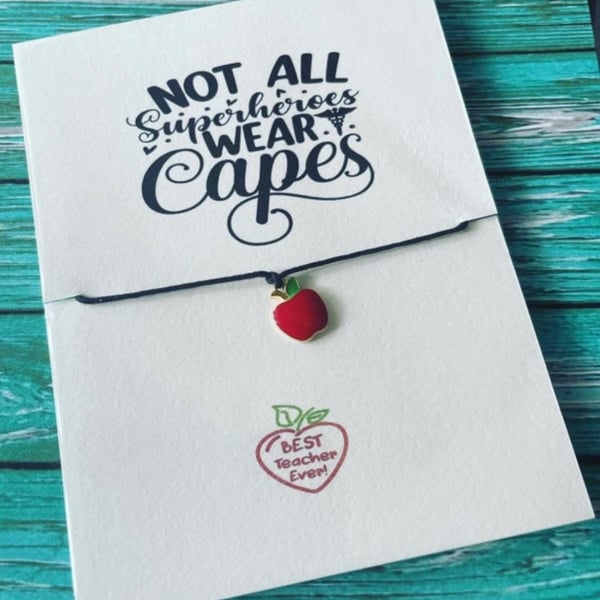 Thank you teacher gift for teacher wish bracelet end of term gift 