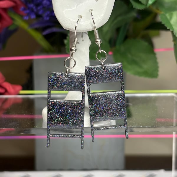 Glitter steel Chair Earrings: Wrestling Jewelry AEW WWE WWF earrings