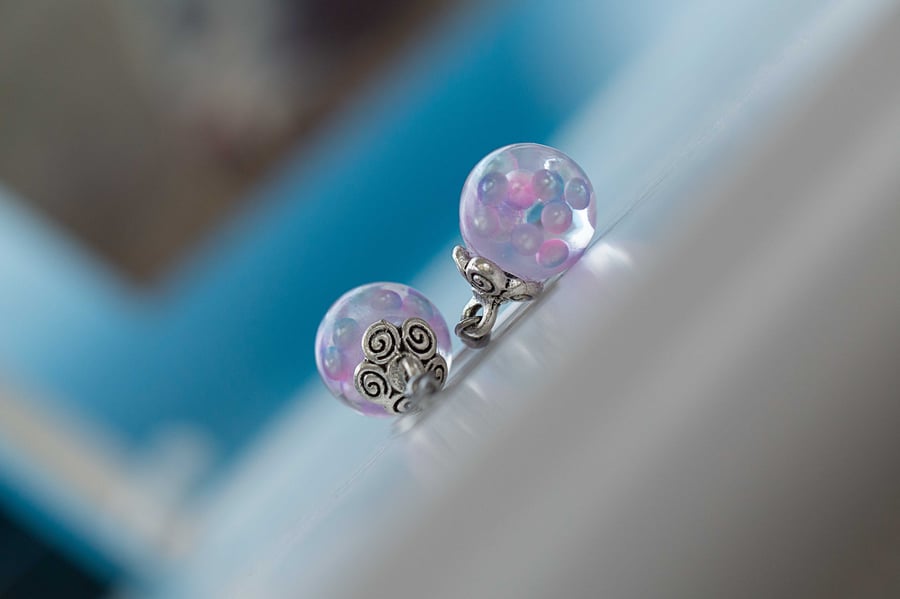 Sugarplum Fairy Dangle Drop Pink Purple Magical Resin Earrings