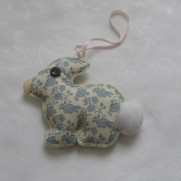 Blue, cream, floral rabbit, lotus scented, hanging decoration 