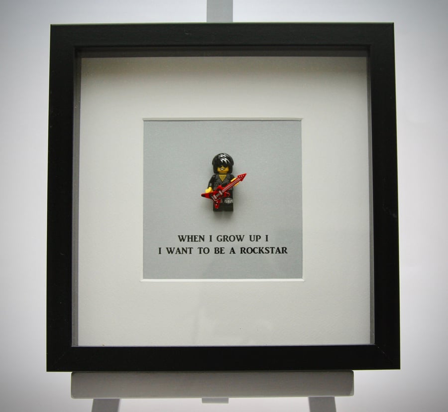 When I grow up I want to be a Rock Star mini Figure framed picture