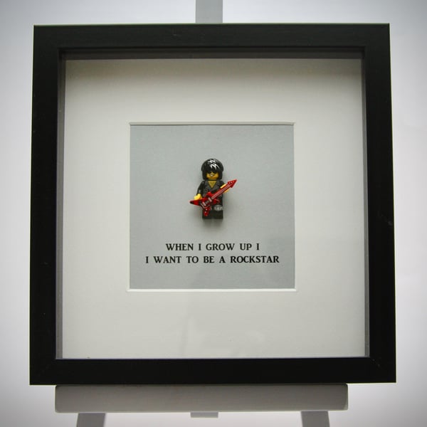 When I grow up I want to be a Rock Star mini Figure framed picture