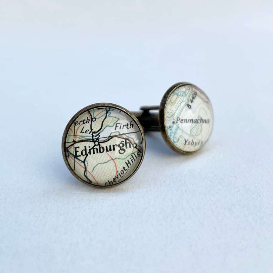 Custom Cuff Links with Vintage Maps