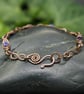 Herringbone Wire Weave Chain Bracelet with Cobalt Blue AB Glass Cube Beads - Image 3