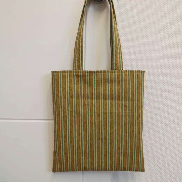 Tote bag in mustard and turquoise blue striped ... - Folksy