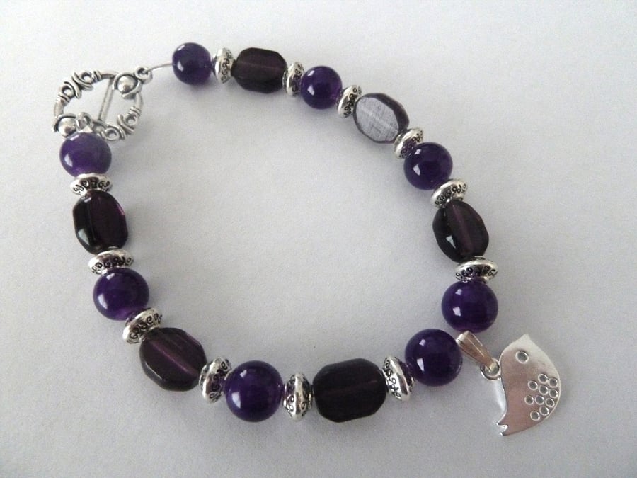 SALE purple bird bracelet