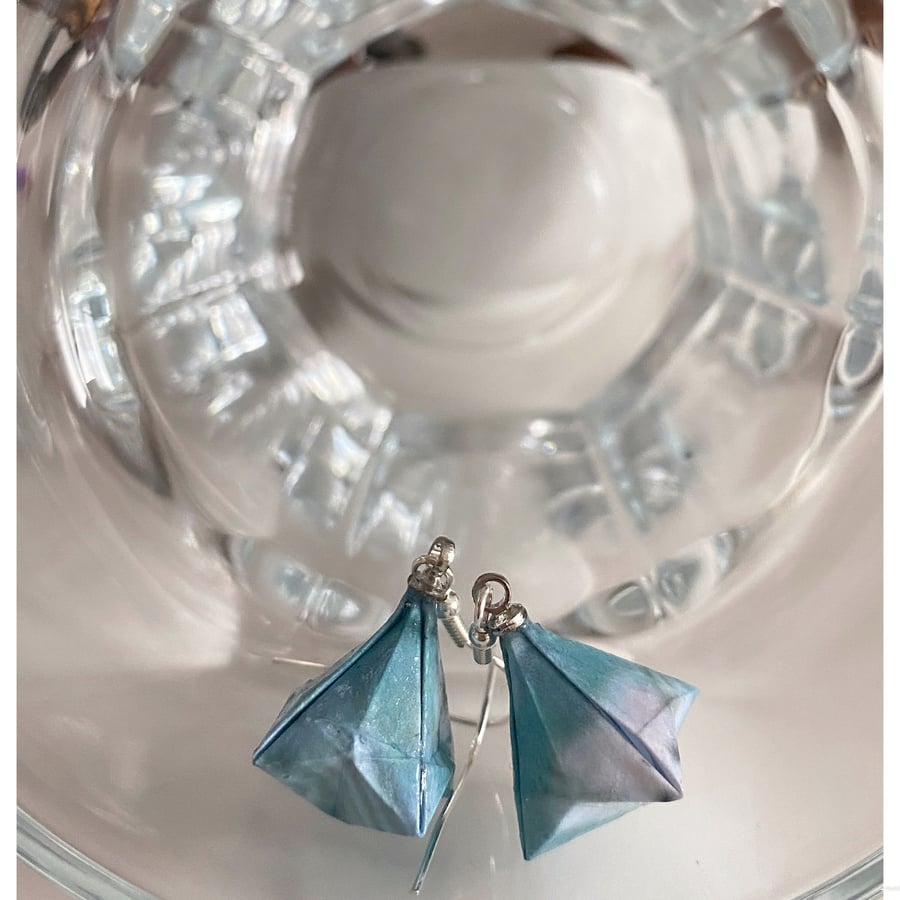 Origami Geometric Earrings, Paper Triangle Earrings, Paper Diamond Earrings