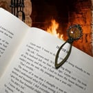 Bookmark in antique bronze featuring orange wool and silk felt