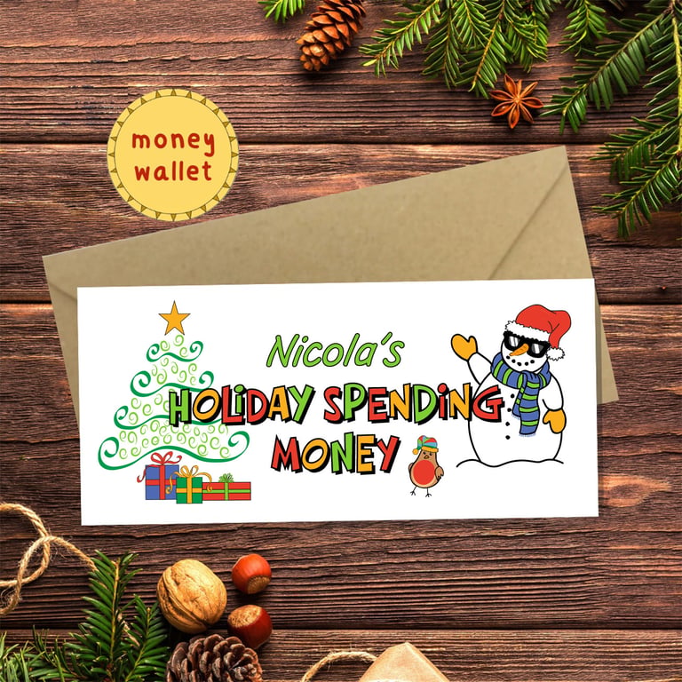Christmas Holiday Spending Money Wallet Card - cash gift envelope