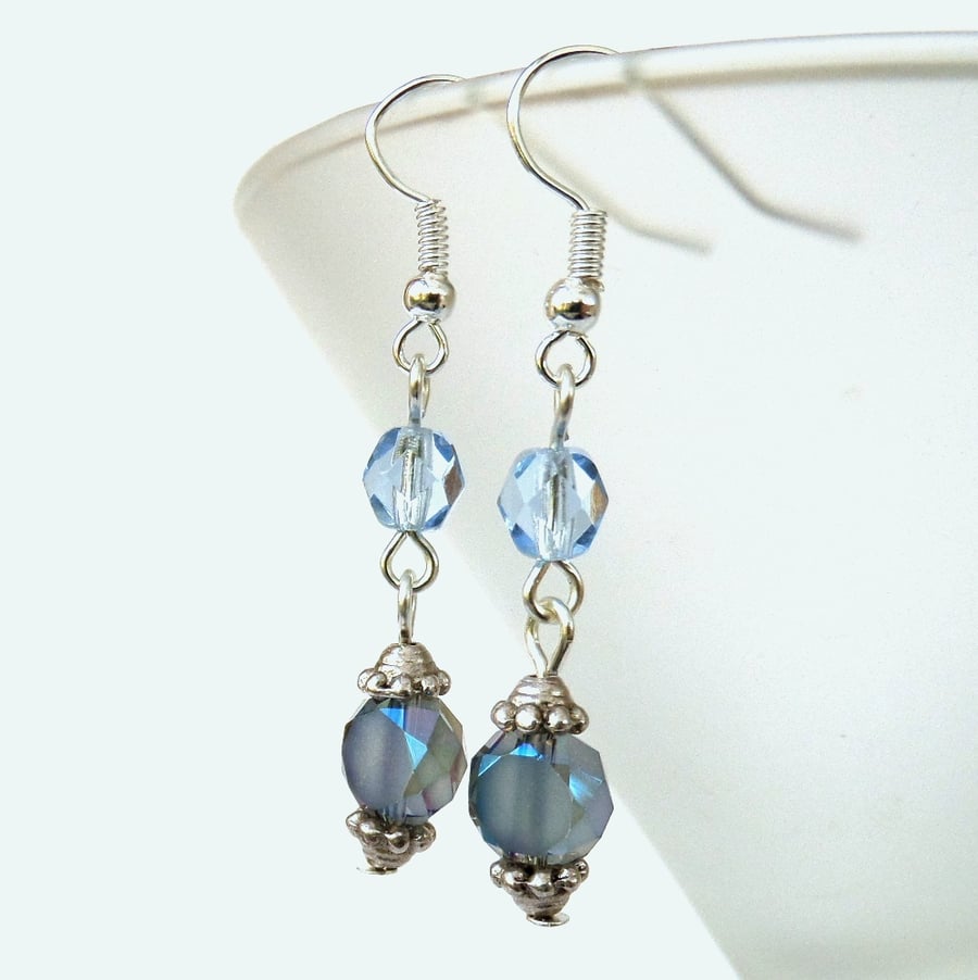 SALE: Dangly blue crystal earrings