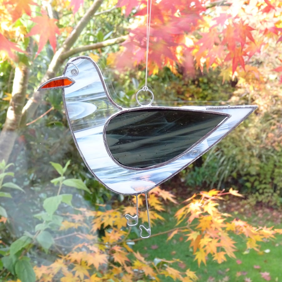 Stained Glass Seagull Suncatcher - Handmade Hanging Decoration