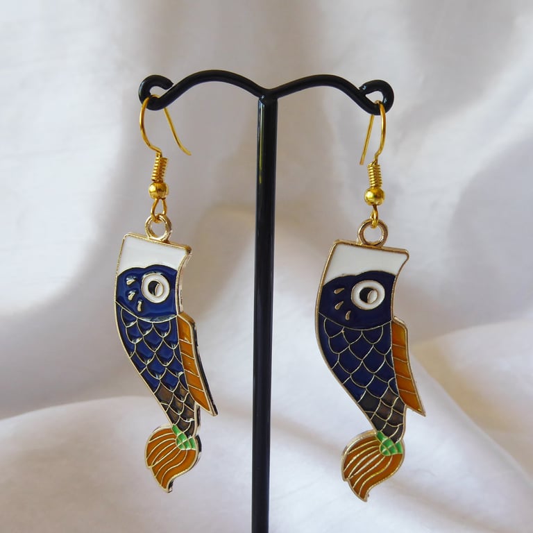 Large Enamelled Fish Earrings 