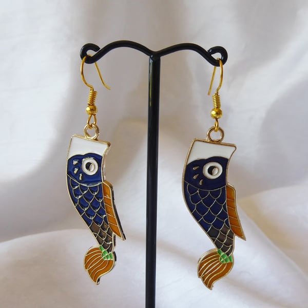 Large Enamelled Fish Earrings 