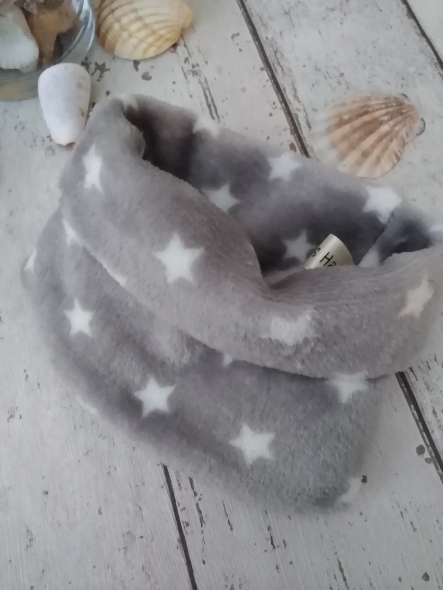 Small Dog Snood Grey and White Stars