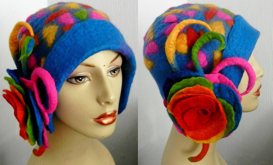  Hand Felted Wool hat