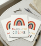 Live Life in Full Colour - Rainbow Quote Postcard & Inspirational Note Card