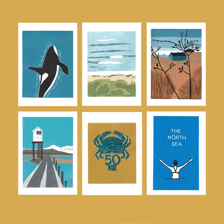 SET OF SIX BLANK CARDS - NORTHUMBERLAND COASTLINE