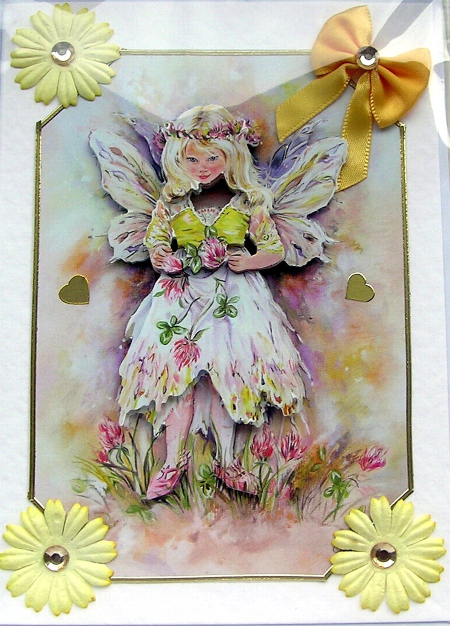Fairy Hand Crafted 3D Decoupage Card - Blank (2380)