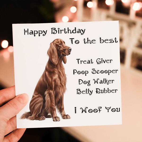 Irish Setter Dog Birthday Card, Dog Birthday Card, Personalized Dog Breed