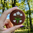 Hand embroidered floral brooch pin