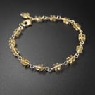 Citrine gold filled handmade gemstone link bracelet : Scorpio Libra gift