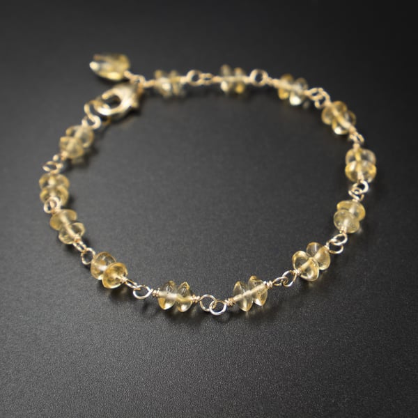 Citrine gold filled handmade gemstone link bracelet : Scorpio Libra gift