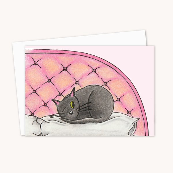 Sleepy Kitten Greeting Card: Cat Lover Birthday Card (110)