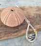 Silver sea mountains hills pendant with amber sun - Image 2