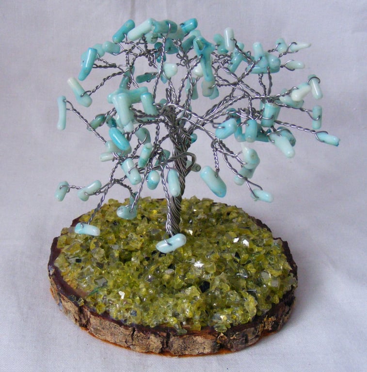 Light blue coral gemstone tree decoration