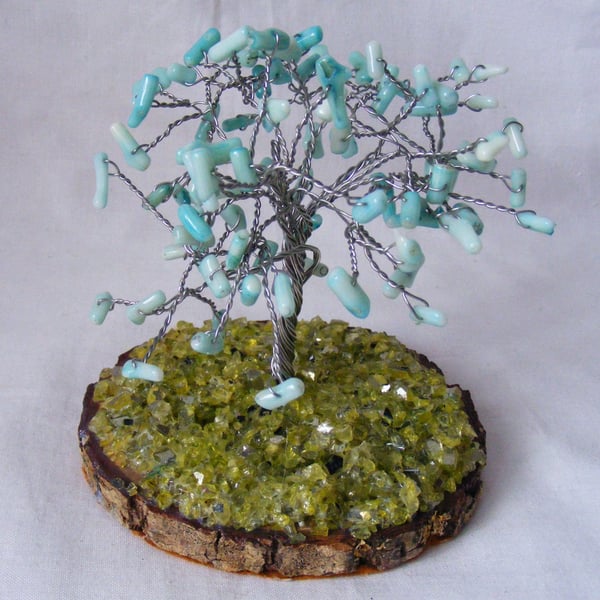 Light blue coral gemstone tree decoration